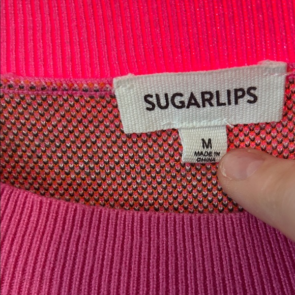 Sugarlips Vibrant Pink and Orange Floral Sweater - Picture 2 of 5